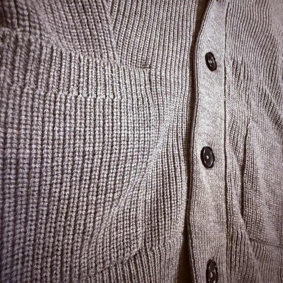 Everlane Men’s Chunky Knit Gray 100% Wool Shawl Collar Cardigan grandpa - Picture 7 of 10
